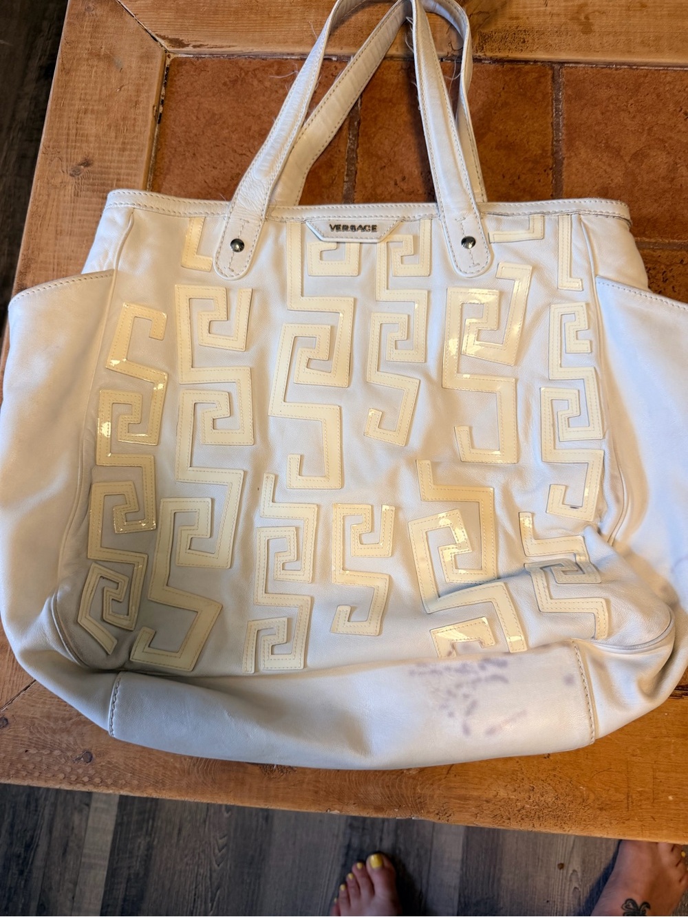Versace Greek key appliqué bag